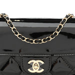 Patent Calfskin Quilted Mini Clutch Black