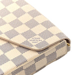Damier Azur Pochette Felicie Chain Wallet Rose Ballerine