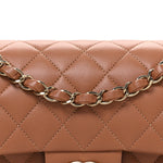 Lambskin Quilted Small Double Flap Brown
