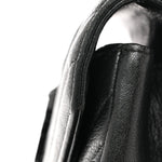 Sheepskin Matelasse Chevron Monogram Monochrome Medium College Bag Black