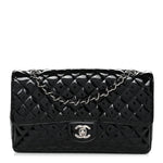 Patent Quilted Secret Label Medium Flap Black