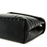 Calfskin Y Quilted Monogram Medium Loulou Chain Satchel Black