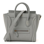 Drummed Calfskin Nano Luggage Pearl Blue