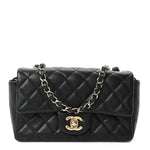 Lambskin Quilted Mini Rectangular Flap Black
