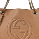 Pebbled Calfskin Medium Soho Chain Shoulder Bag Camelia