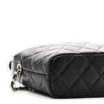 Caviar Quilted Hobo Clutch With Chain Black