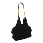Suede Quilted Medium Chanel 25 Handbag Black