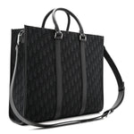 Oblique Grained Calfskin East West Tote Black