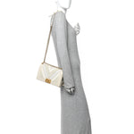 Caviar Suede Calfskin Chevron Medium Boy Flap White