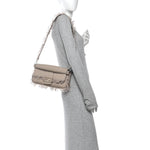 Nylon Fabric Jacquard FF Fringed Baguette Cuoio Pietra
