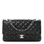 Lambskin Quilted Medium Double Flap Black