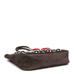Suede Raffia Woven Studded Embroidered Cherryfic Mini Nellcote Shopping Tote Brown Multicolor
