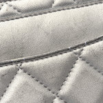 Metallic Lambskin Quilted Clutch With Chain Silver