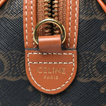 Triomphe Canvas Calfskin Small Boston Bag Tan