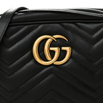 Calfskin Matelasse Small GG Marmont Chain Shoulder Bag Black