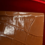 Calfskin Crocodile Embossed Studded Medium Paloma Brown