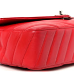 Caviar Chevron Quilted Single Flap Red