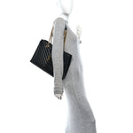 Grain De Poudre Matelasse Chevron Monogram Shopping Bag Black