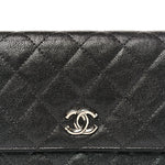 Iridescent Caviar Quilted Classic Pouch Clutch Black