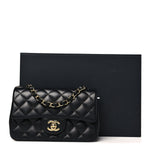 Lambskin Quilted Mini Rectangular Flap Black
