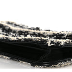Tweed Patent Quilted Rectangular Flap Black White