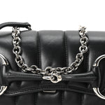 Nappa Vertical Matelasse Small Maxi Horsebit Chain Shoulder Bag Black