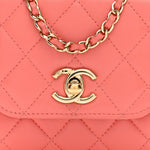 Lambskin Quilted Mini Trendy CC Clutch With Chain Coral Pink