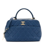Lambskin Quilted Medium Trendy CC Bowling Bag Blue
