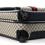 GG Supreme Monogram Textured Dollar Calfskin Web Large Savoy Trolley Suitcase Beige Blue