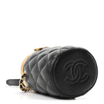 Lambskin Quilted Mini Crown Box Bag Black