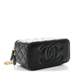 Lambskin Quilted Small Pillow Crush Vanity Case With Chain Black