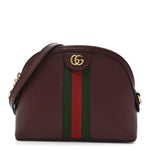 Textured Dollar Calfskin Web Small Ophidia Dome Shoulder Bag Burgundy