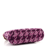 Tweed Quilted Mini Clutch With Chain Purple