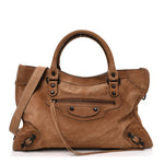 Waxed Suede Calfskin Classic Hardware Medium Le City Camel