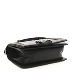 Calfskin Painted Chevron Embossed Medium Boy Flap Black