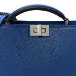 Cuoio Romano Vitello Cover Bi-Color Peekaboo I See U X Cross Satchel Bleu Royal Acciaio