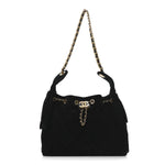Suede Quilted Small Chanel 25 Handbag Black