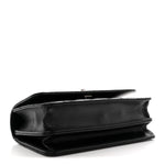 Shiny Crumpled Calfskin Crystal Quilted Precious Handle Clutch With Chain Black