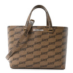 Coated Canvas BB Monogram Small Signature East West Shopper Bag Beige Brown
