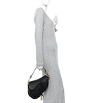Grained Calfskin Saddle Bag With Strap Black