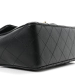 Lambskin Quilted Mini Rectangular Flap Black