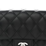 Calfskin Quilted CC Uniform Flap Belt Bag Black