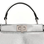 Vitello Catalan Mirror Mini Peekaboo Iconic Satchel Argento