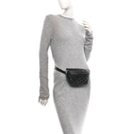Lambskin Quilted Waist Belt Bag Black
