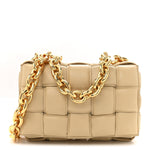 Lambskin Maxi Intreccio Padded Chain Cassette Crossbody Bag Porridge