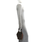 Suede Calfskin Mini Lotus Tote  Dark Brown
