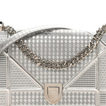 Metallic Patent Micro-Cannage Medium Diorama Flap Bag Silver