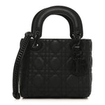 Ultra Matte Calfskin Cannage Mini Lady Dior Black