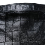 Calfskin Crocodile Embossed Monogram Medium Niki Shopping Bag Black