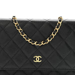 Caviar Quilted Wallet on Chain WOC Black